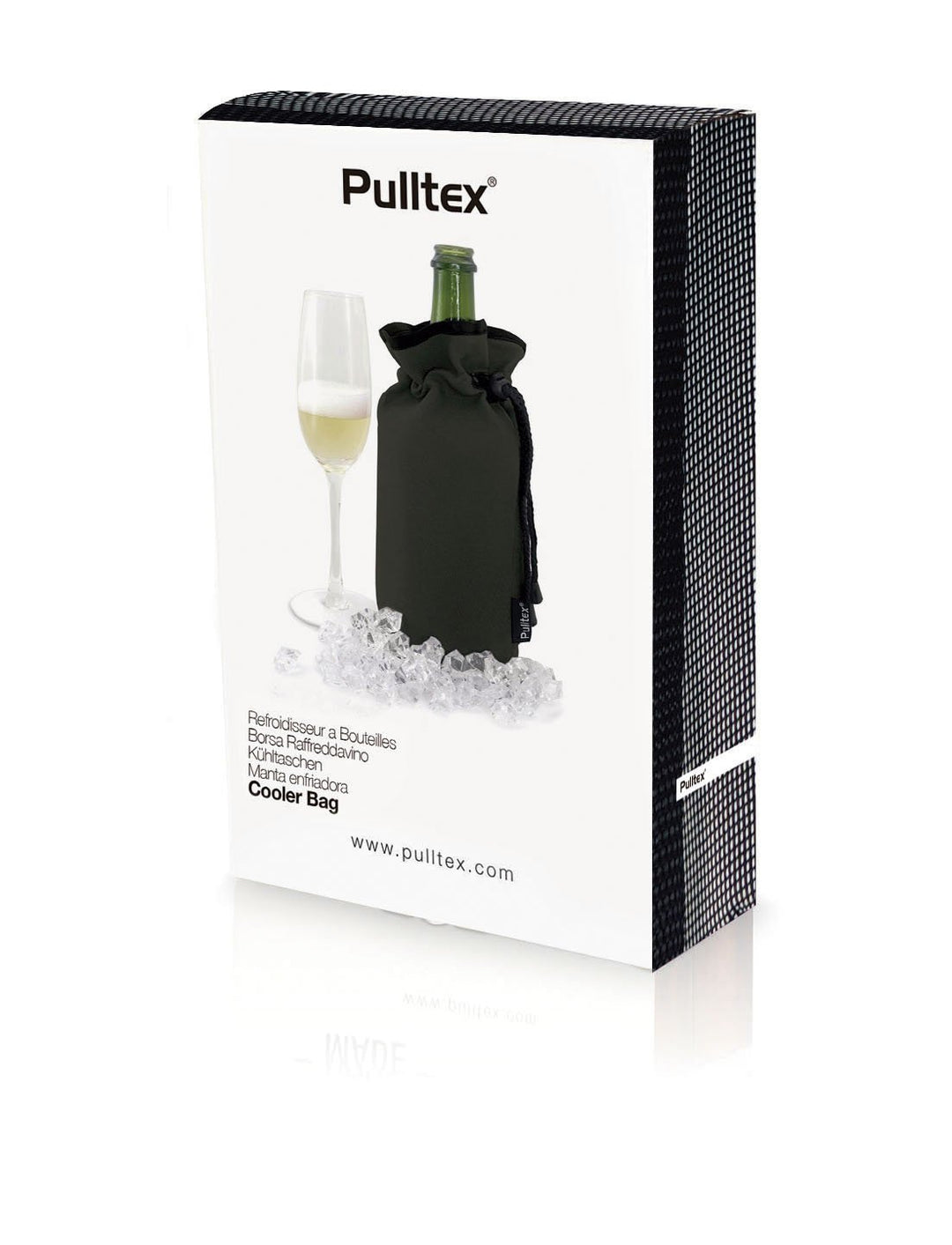 Sektflaschenkühler Manschette schwarz, mit Kordel